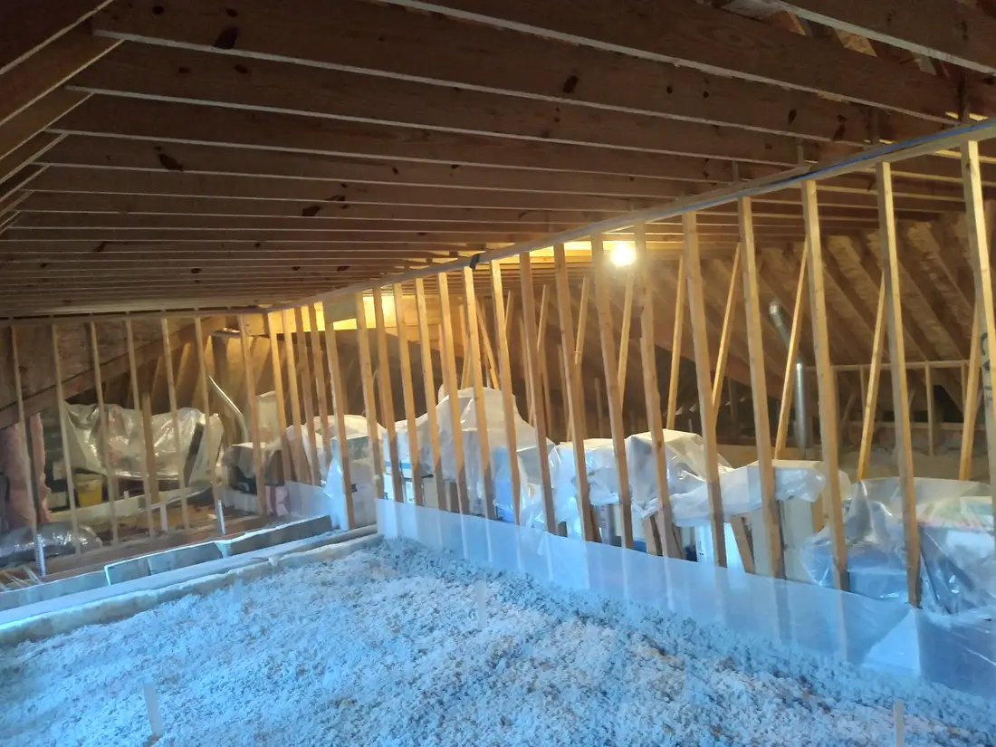 Finished attic insulation coverage
