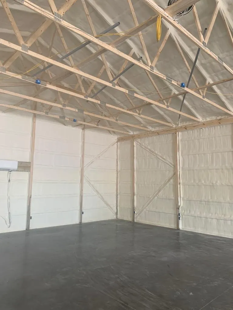 Commercial building insulated with spray foam